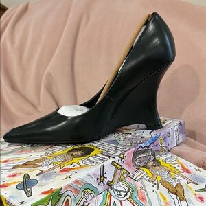 Jeffrey Campbell Dark Green Leather Wedges